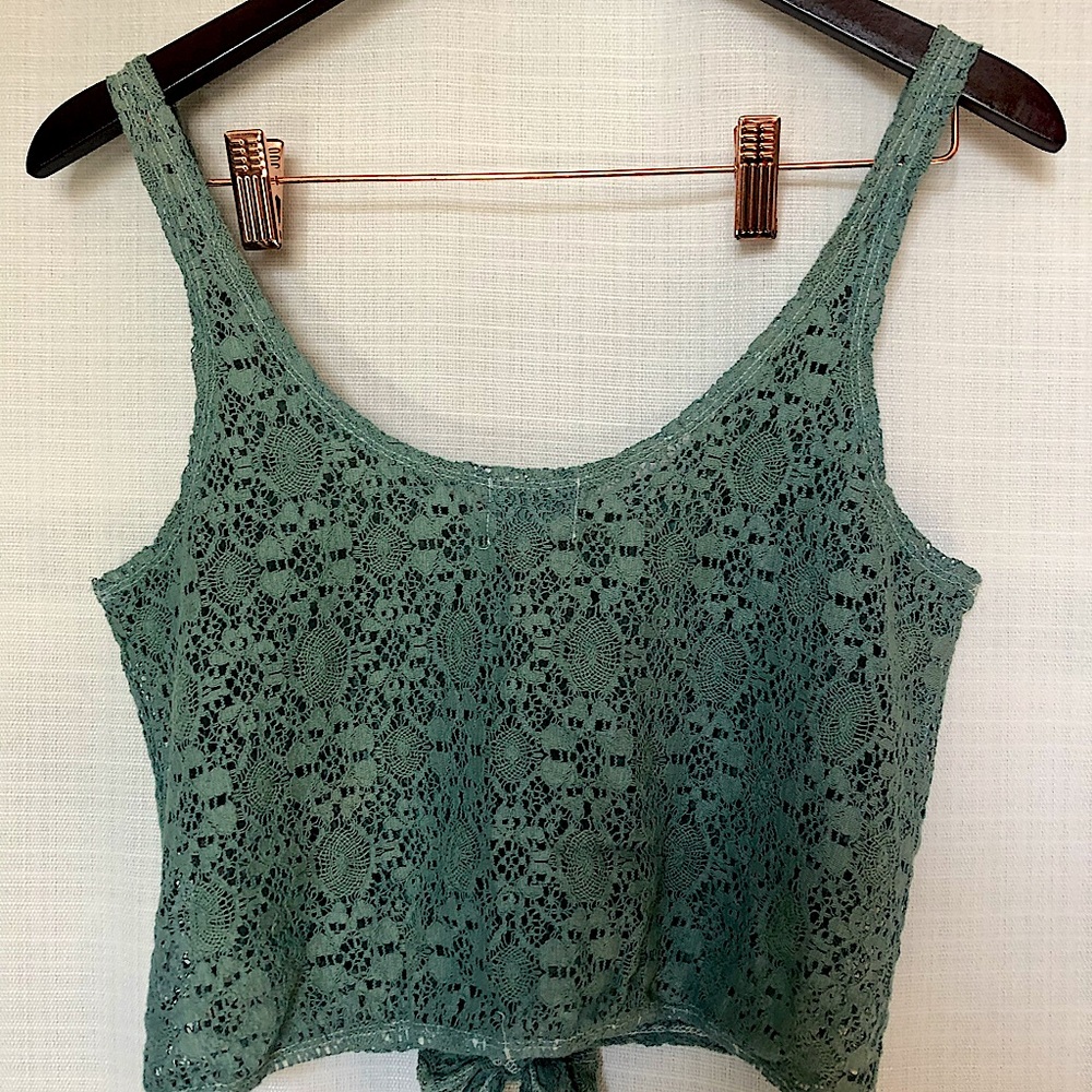 Black Poppy tie up lace crop top